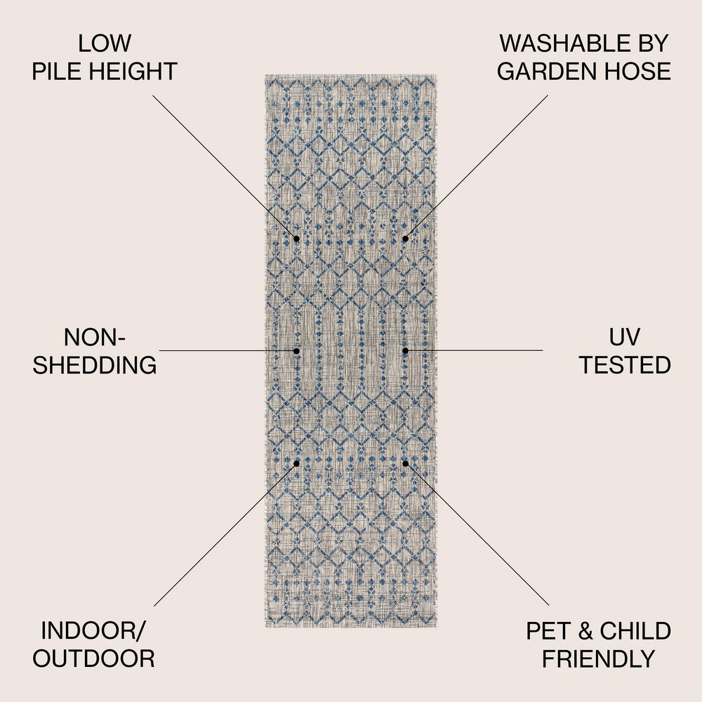 Dean Moroccan Geometric Textured Weave Indoor/outdoor Runner Rug