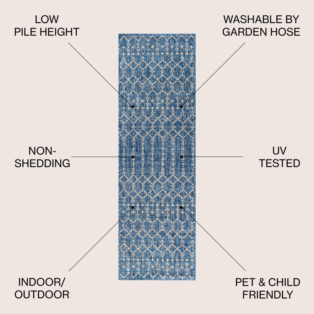 Dean Moroccan Geometric Textured Weave Indoor/outdoor Runner Rug