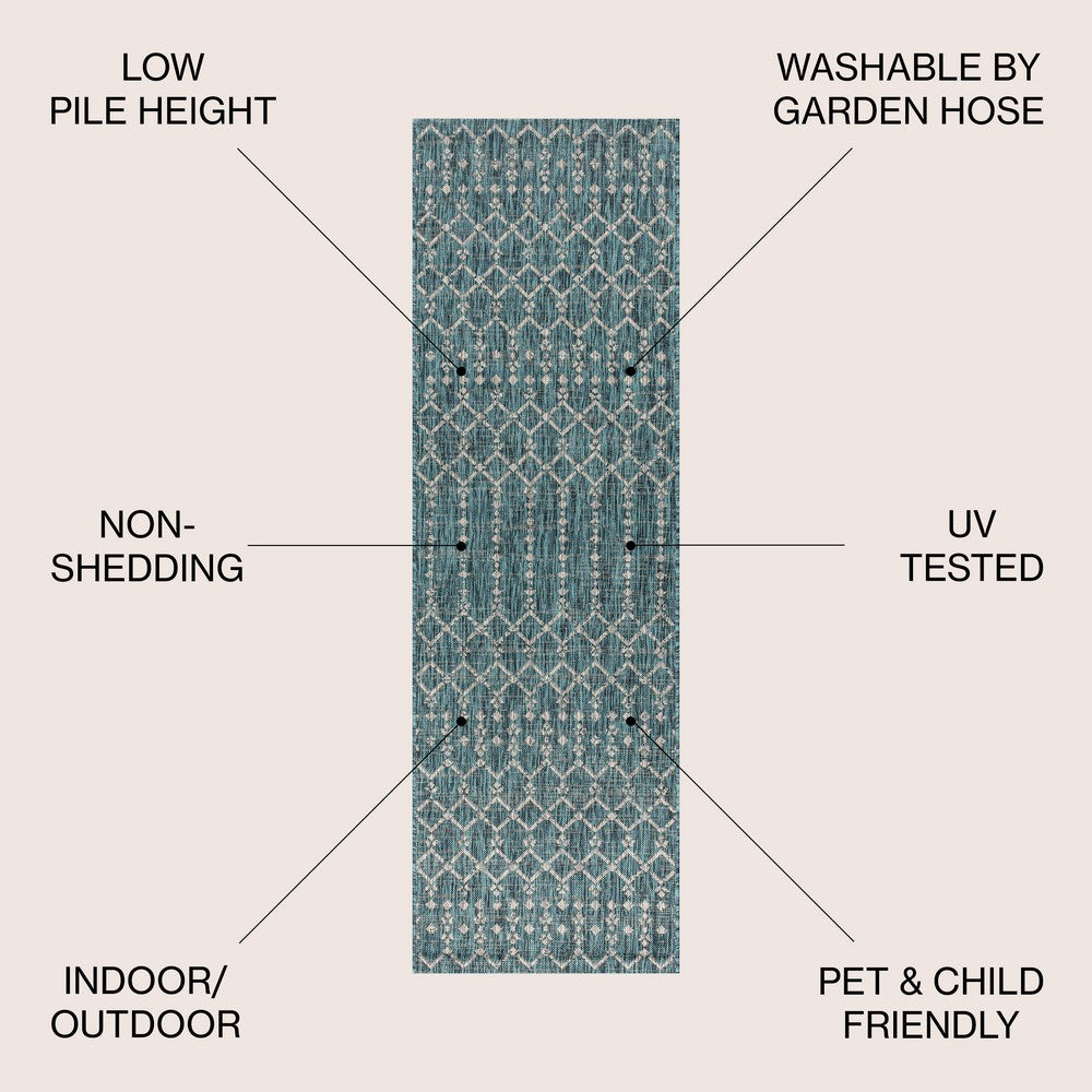 Dean Moroccan Geometric Textured Weave Indoor/outdoor Runner Rug