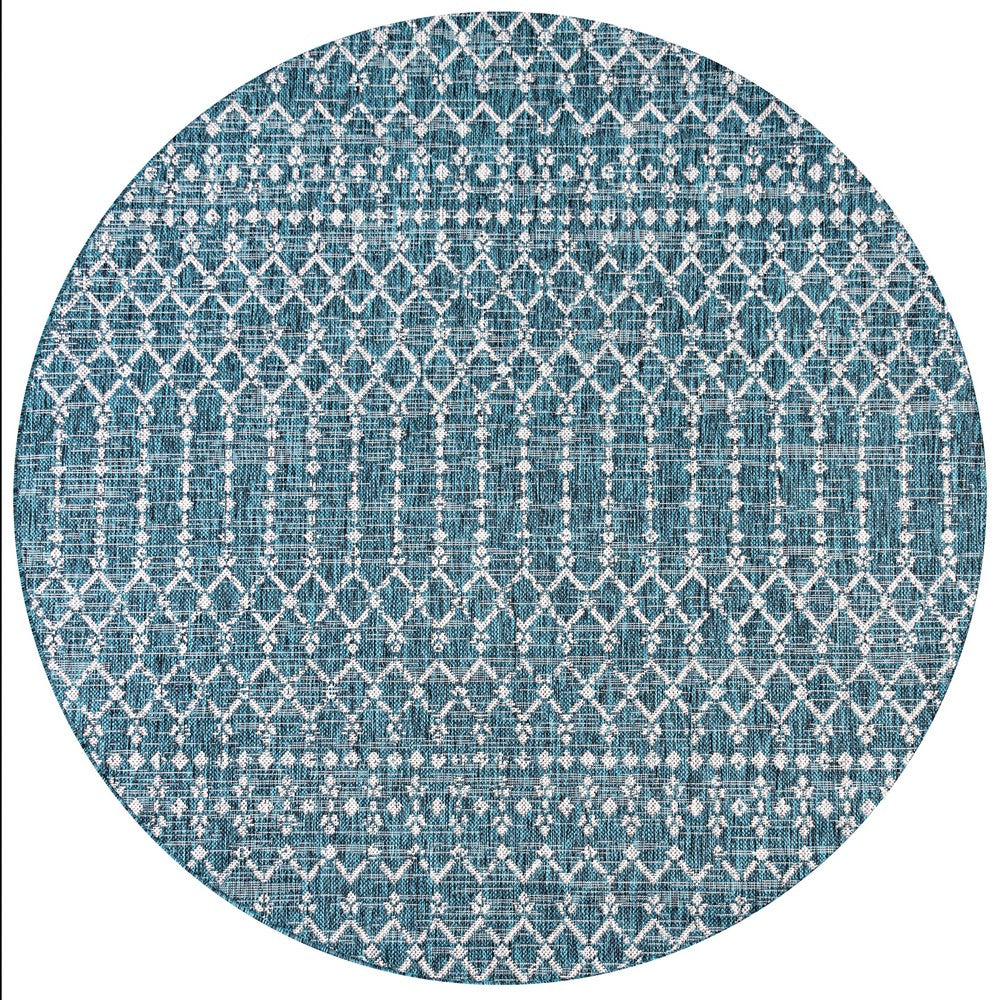 Dean Moroccan Geometric Textured Weave Indoor/outdoor Round Rug