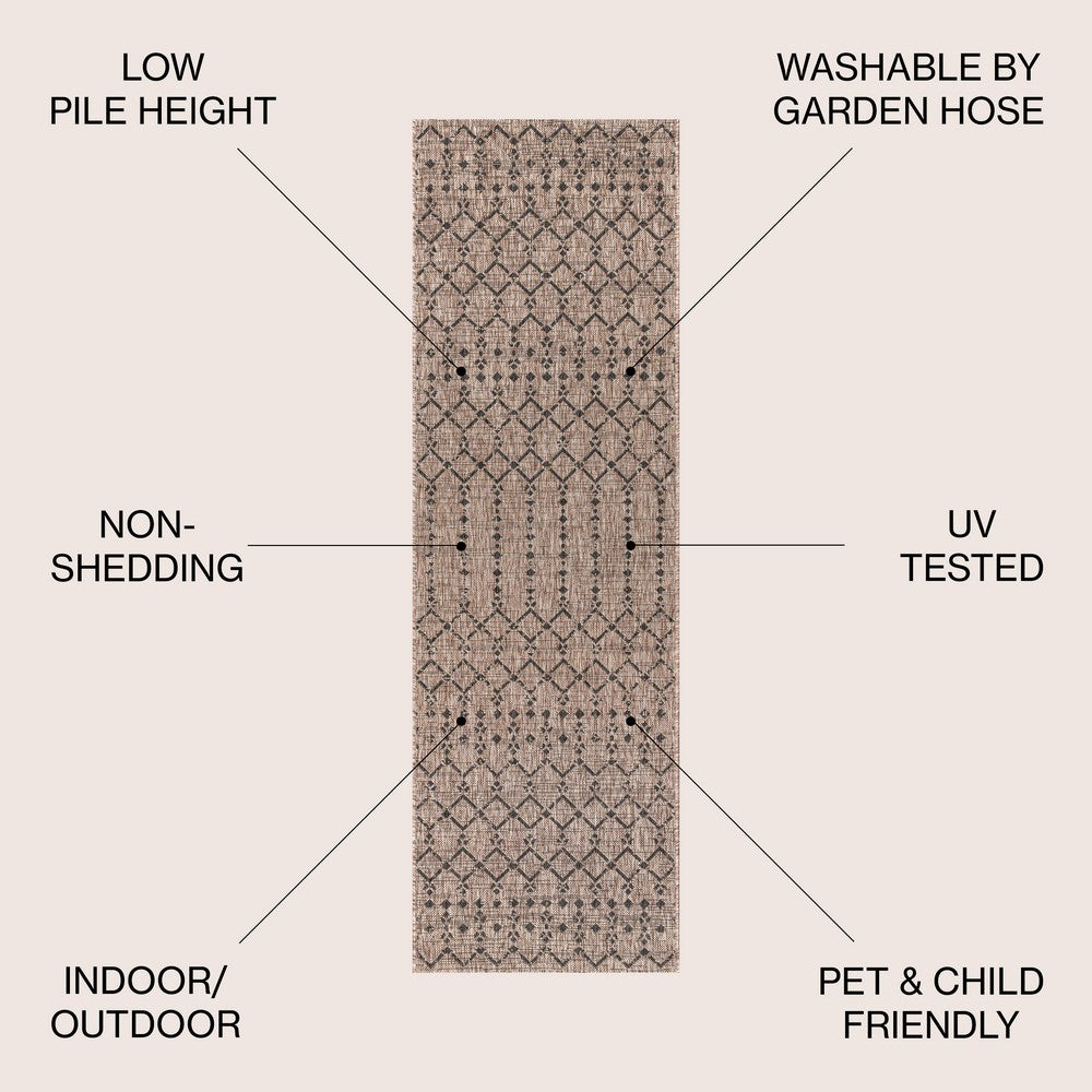 Dean Moroccan Geometric Textured Weave Indoor/outdoor Runner Rug