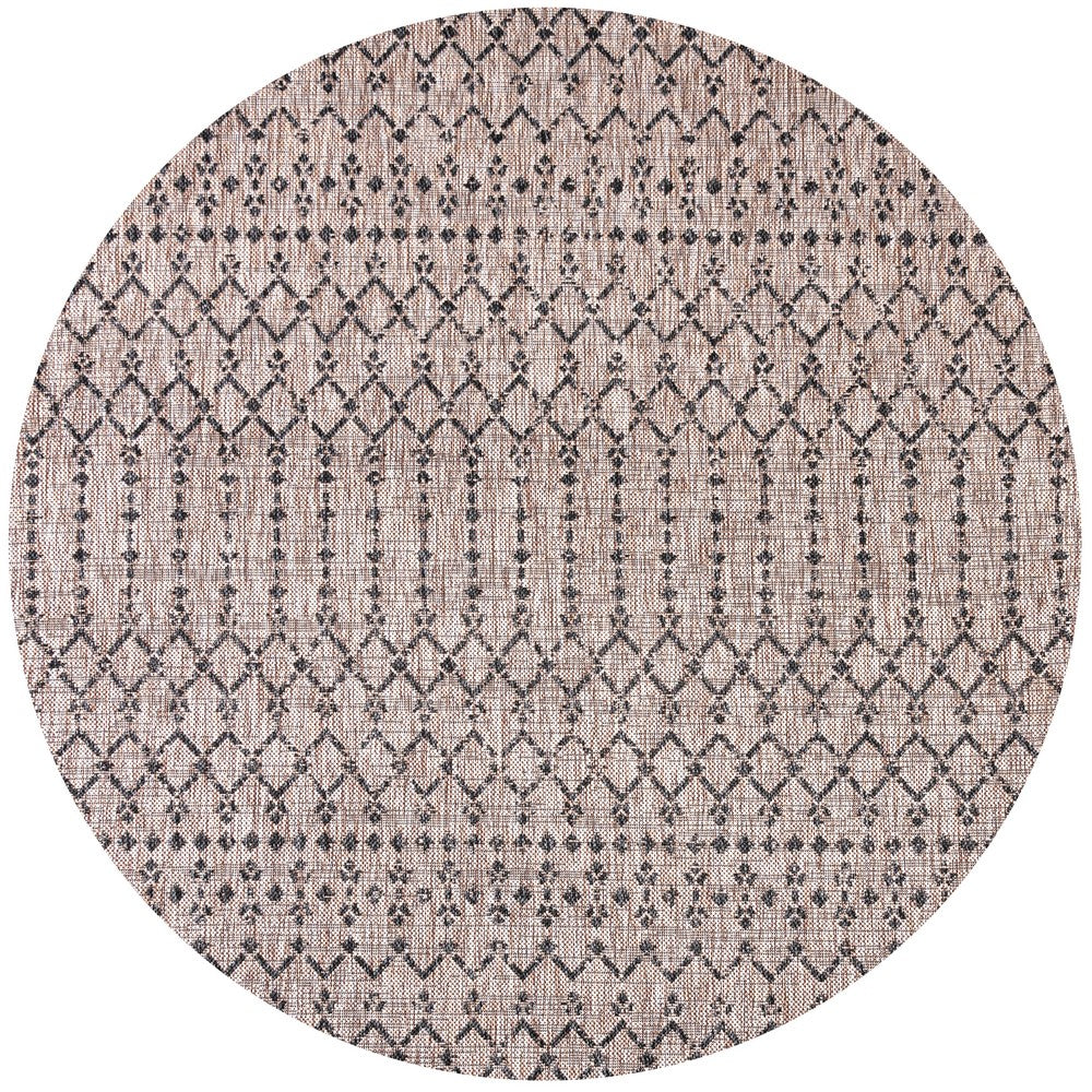 Dean Moroccan Geometric Textured Weave Indoor/outdoor Round Rug