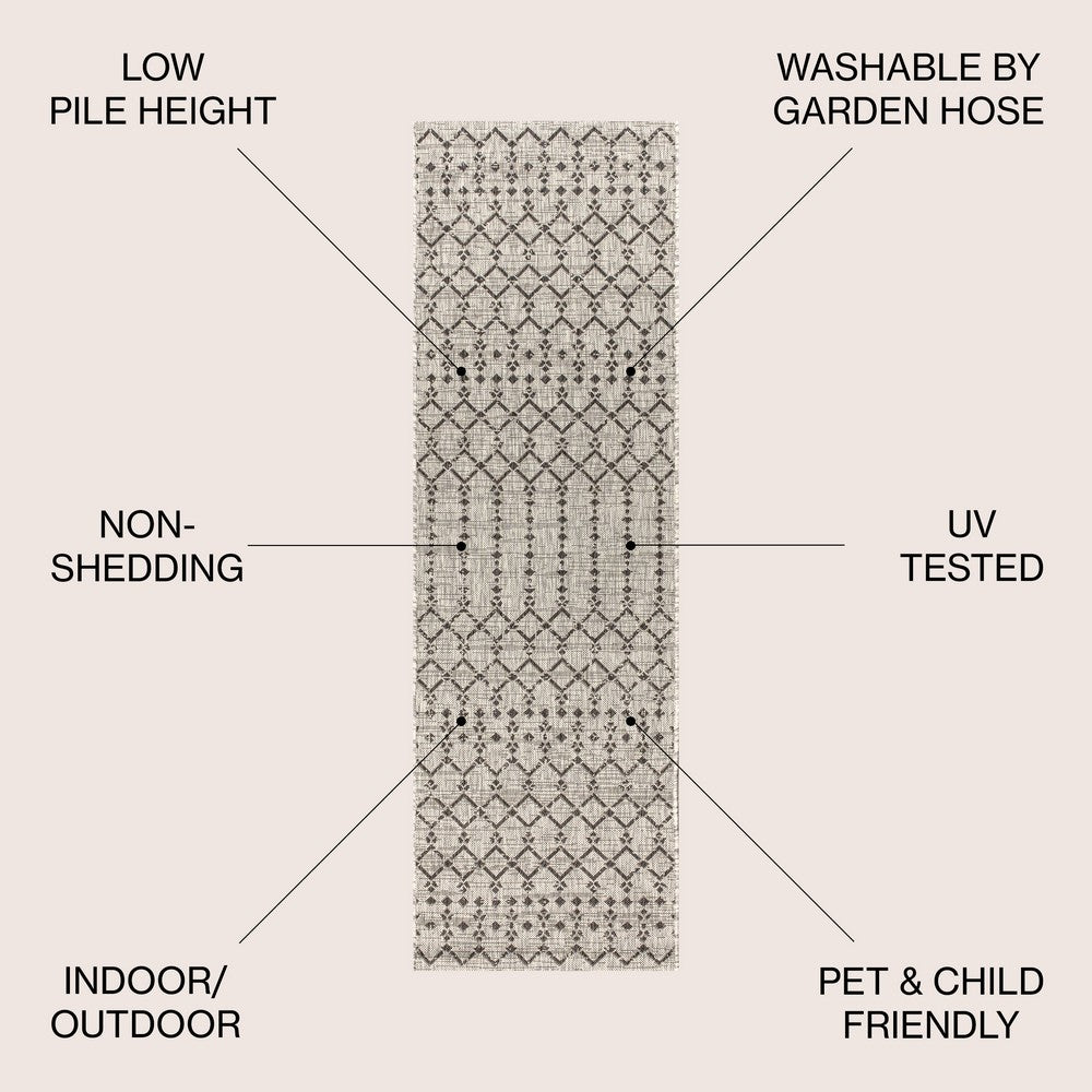 Dean Moroccan Geometric Textured Weave Indoor/outdoor Runner Rug