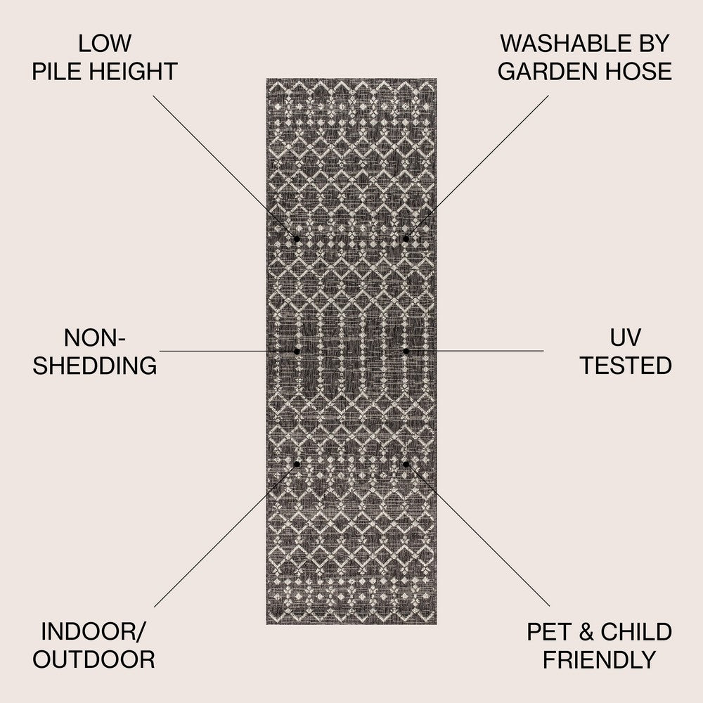 Dean Moroccan Geometric Textured Weave Indoor/outdoor Runner Rug