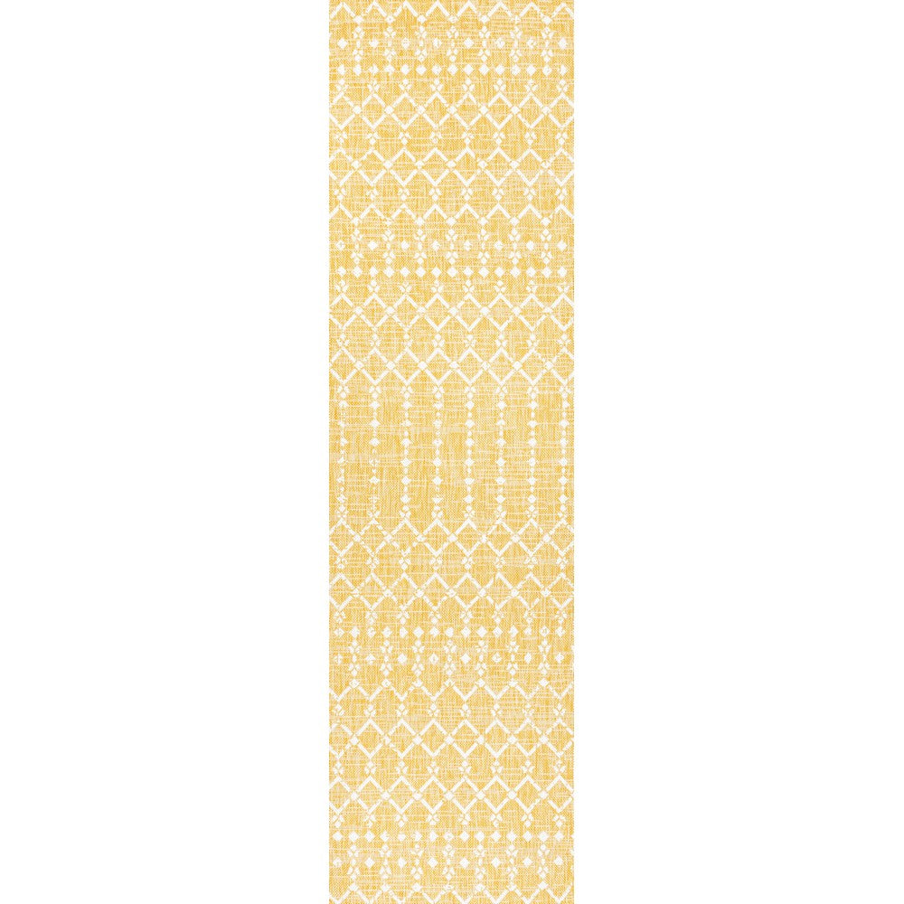 Dean Moroccan Geometric Textured Weave Indoor/outdoor Runner Rug