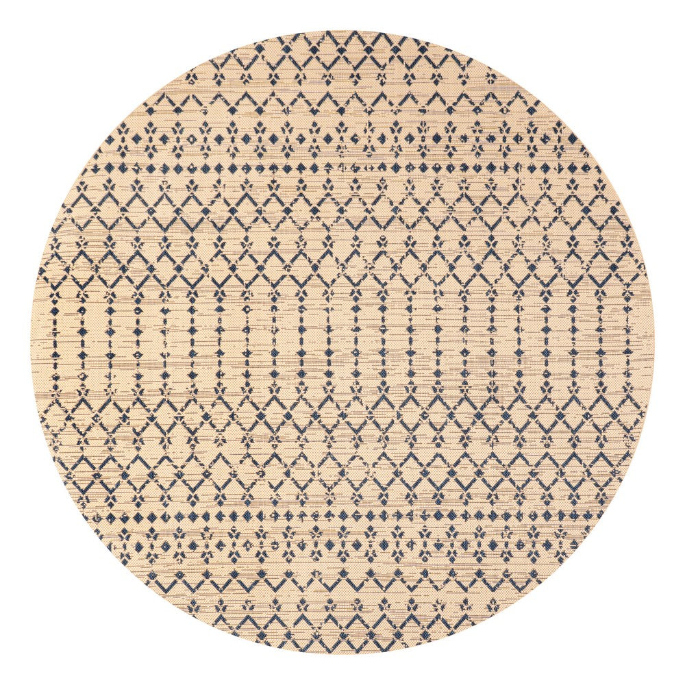 Dean Moroccan Geometric Textured Weave Indoor/outdoor Round Rug