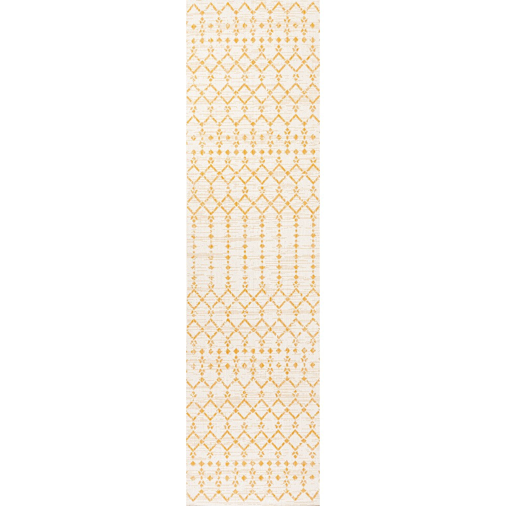 Dean Moroccan Geometric Textured Weave Indoor/outdoor Runner Rug