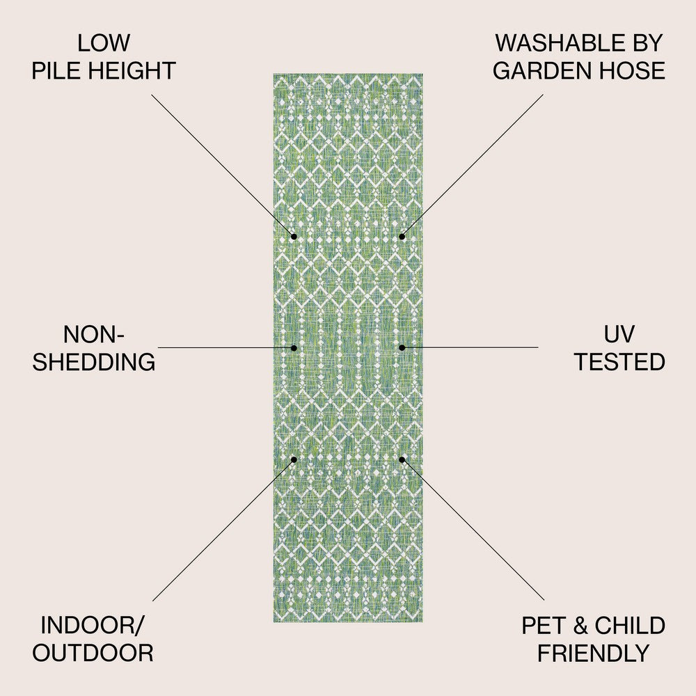 Dean Moroccan Geometric Textured Weave Indoor/outdoor Runner Rug
