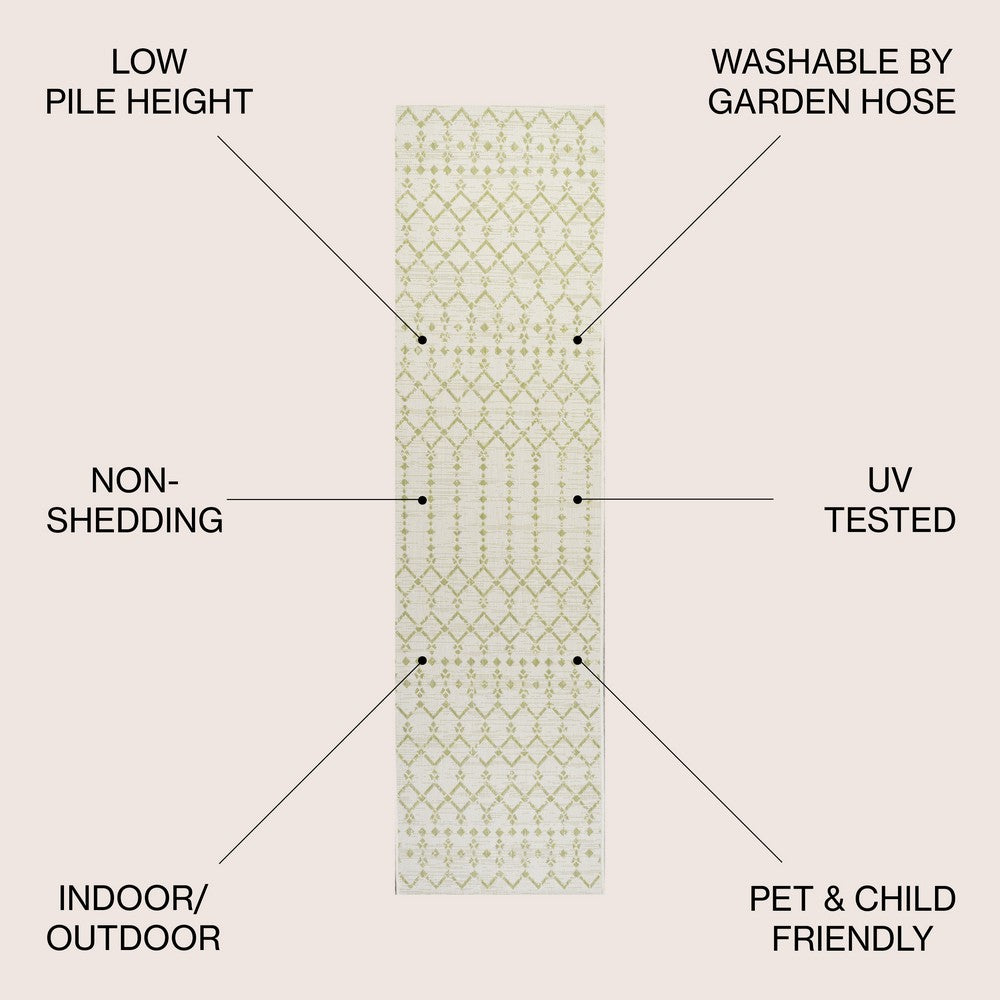 Dean Moroccan Geometric Textured Weave Indoor/outdoor Runner Rug