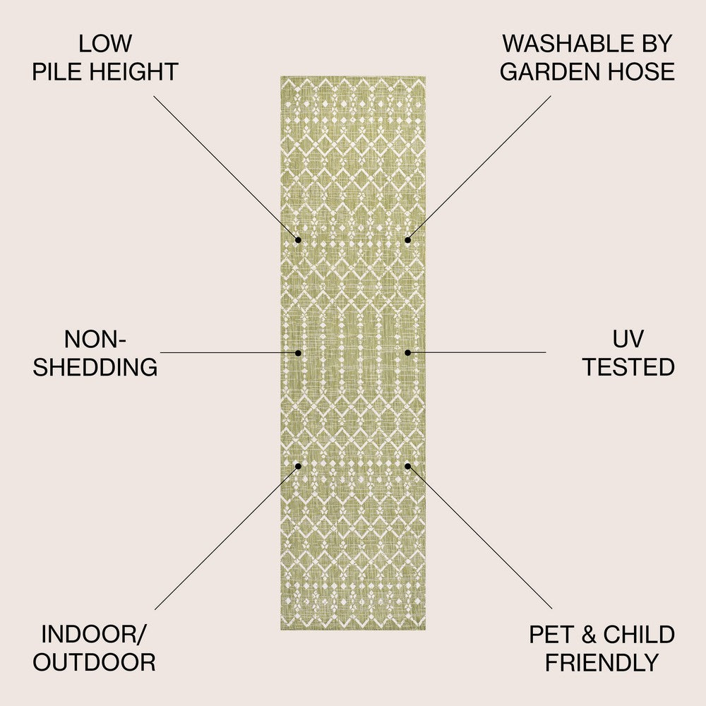 Dean Moroccan Geometric Textured Weave Indoor/outdoor Runner Rug