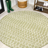 Dean Moroccan Geometric Textured Weave Indoor/outdoor Round Rug