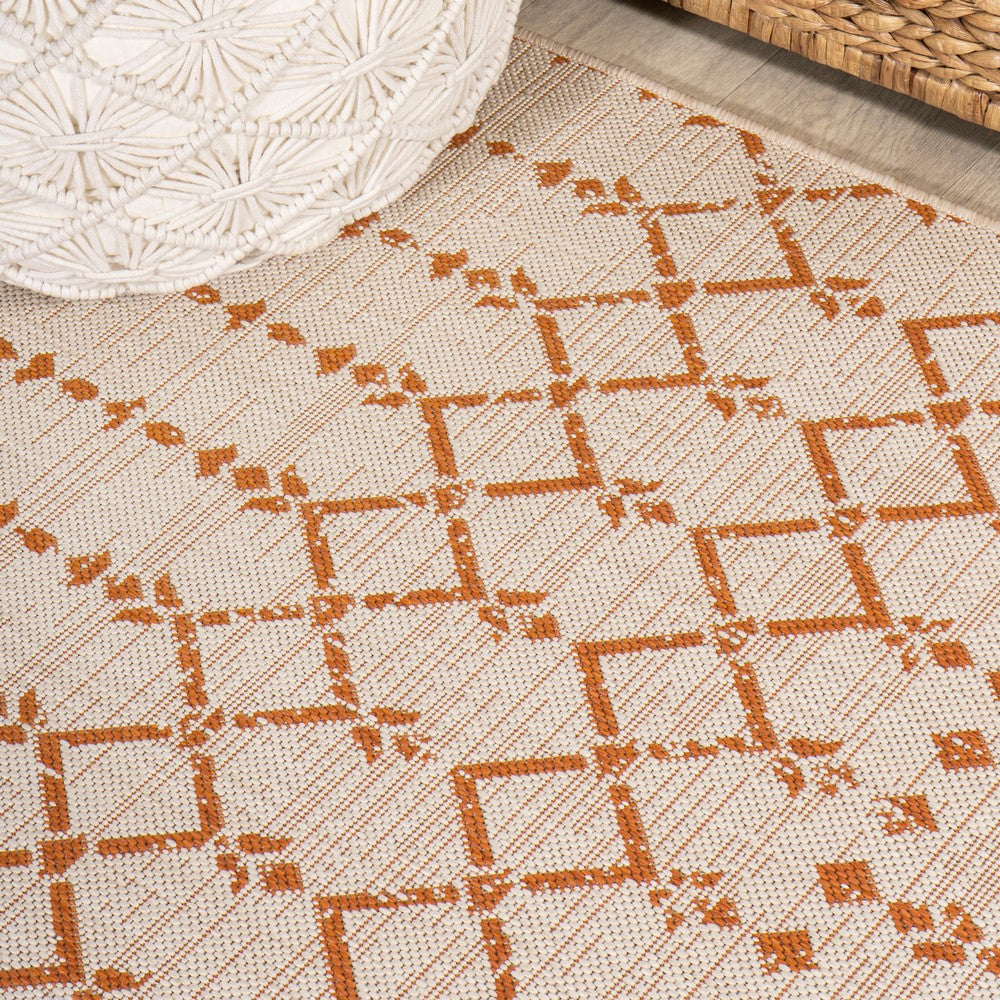 Dean Moroccan Geometric Textured Weave Indoor/outdoor Round Rug
