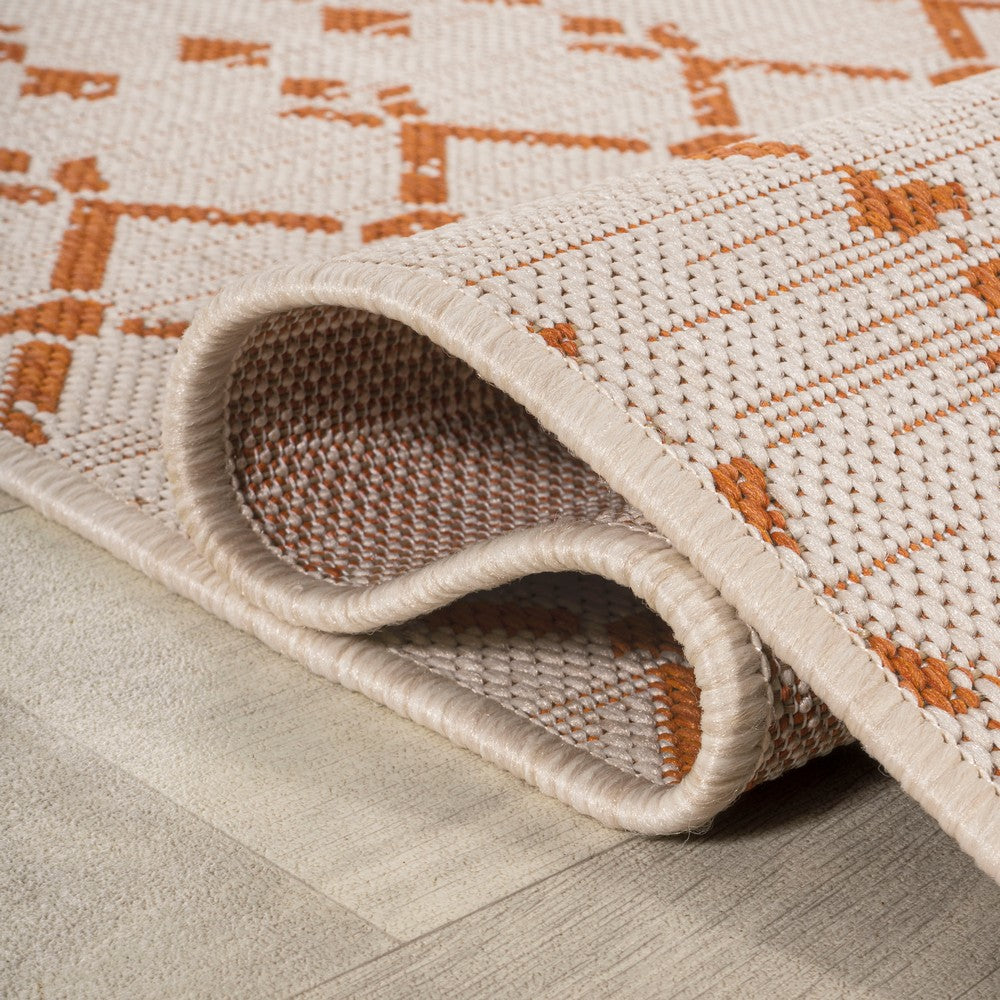 Dean Moroccan Geometric Textured Weave Indoor/outdoor Round Rug