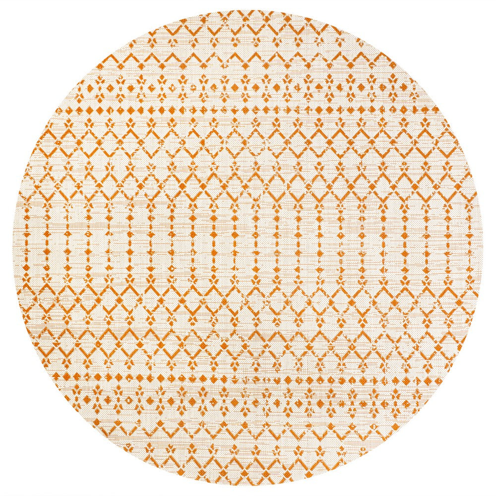 Dean Moroccan Geometric Textured Weave Indoor/outdoor Round Rug