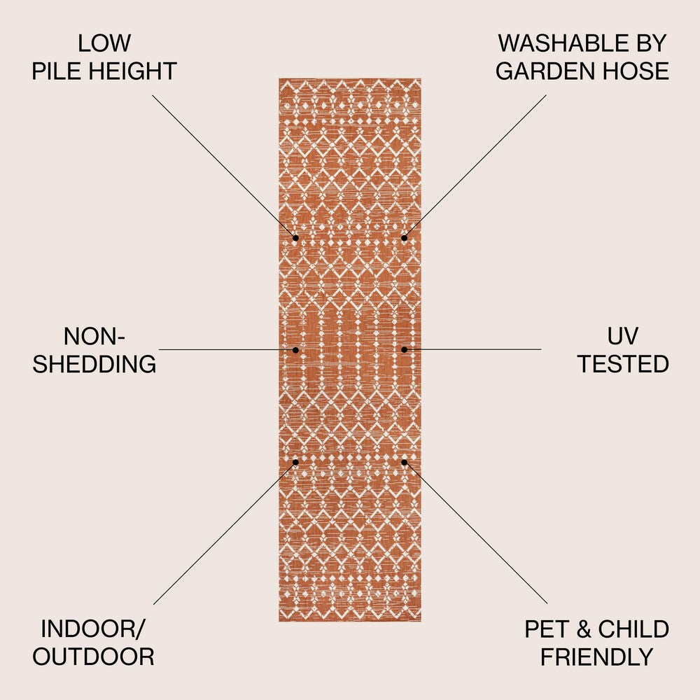 Dean Moroccan Geometric Textured Weave Indoor/outdoor Runner Rug