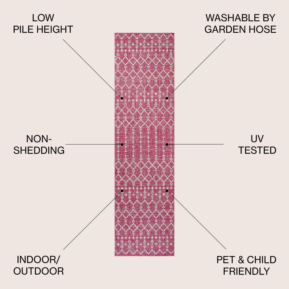 Dean Moroccan Geometric Textured Weave Indoor/outdoor Runner Rug
