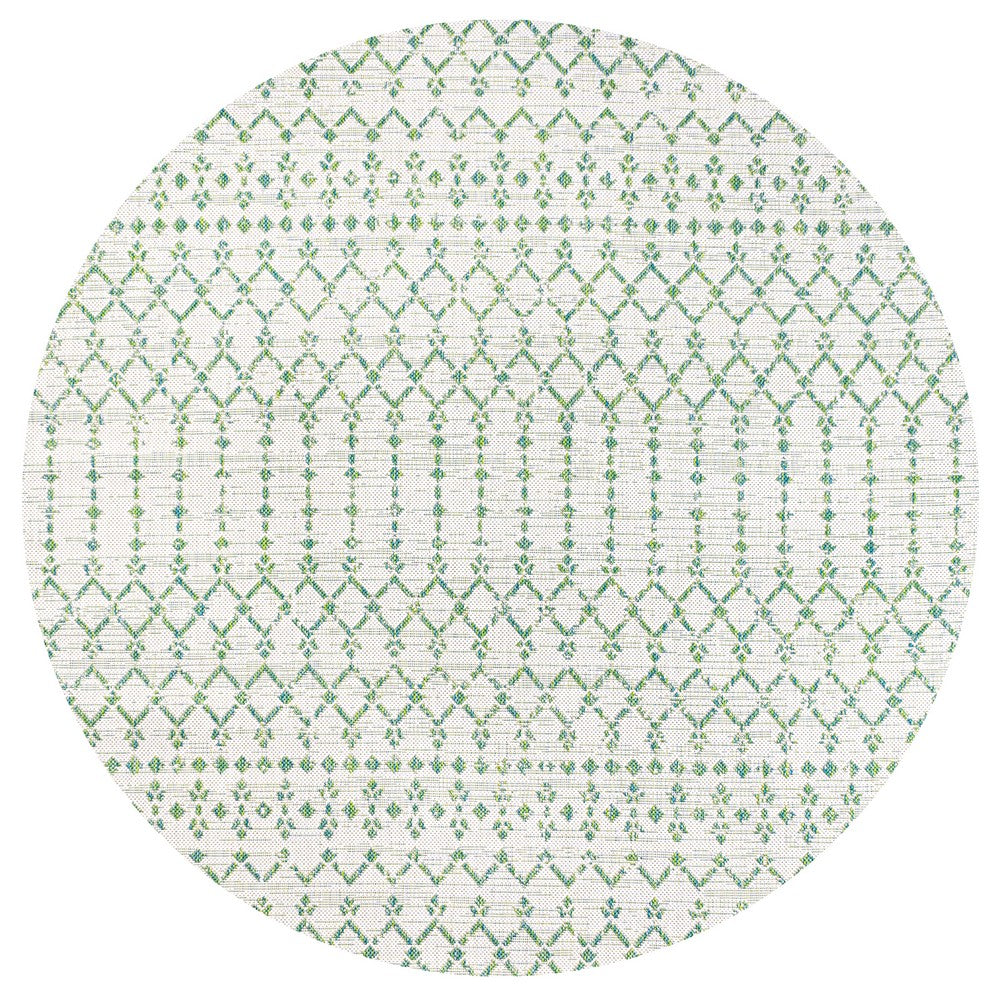Dean Moroccan Geometric Textured Weave Indoor/outdoor Round Rug