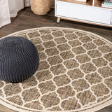 Matthews Moroccan Trellis Textured Weave Indoor/outdoor Round Rug