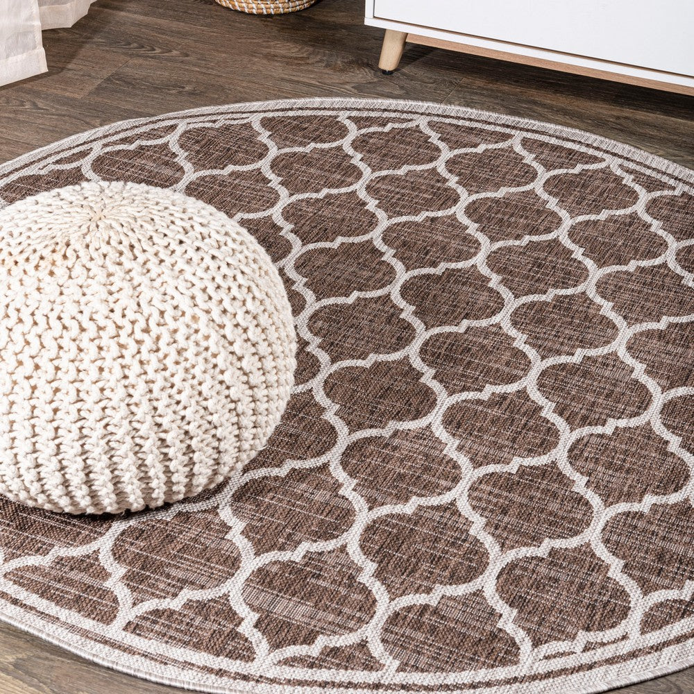 Matthews Moroccan Trellis Textured Weave Indoor/outdoor Round Rug
