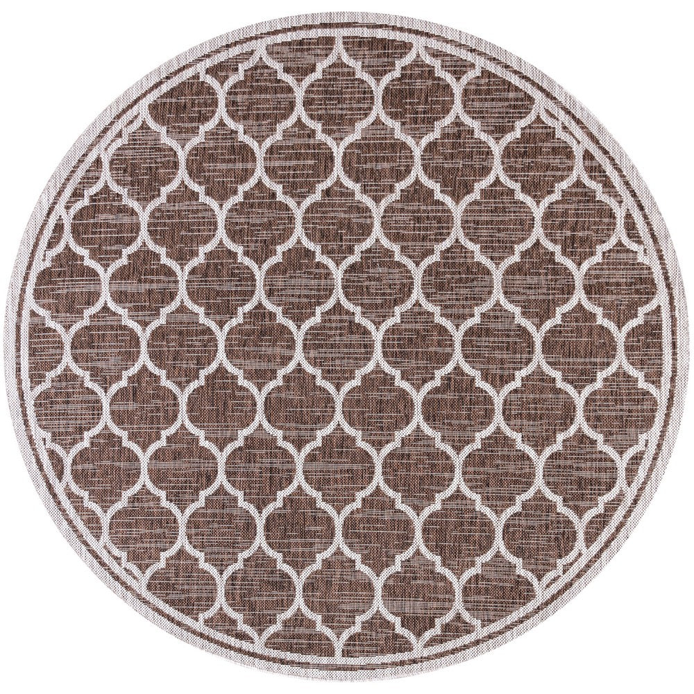 Matthews Moroccan Trellis Textured Weave Indoor/outdoor Round Rug
