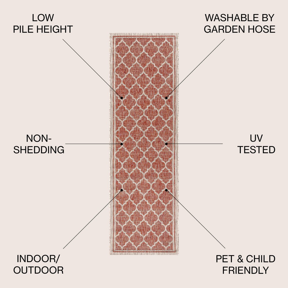 Matthews Moroccan Trellis Textured Weave Indoor/outdoor Runner Rug