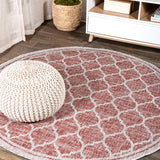 Matthews Moroccan Trellis Textured Weave Indoor/outdoor Round Rug
