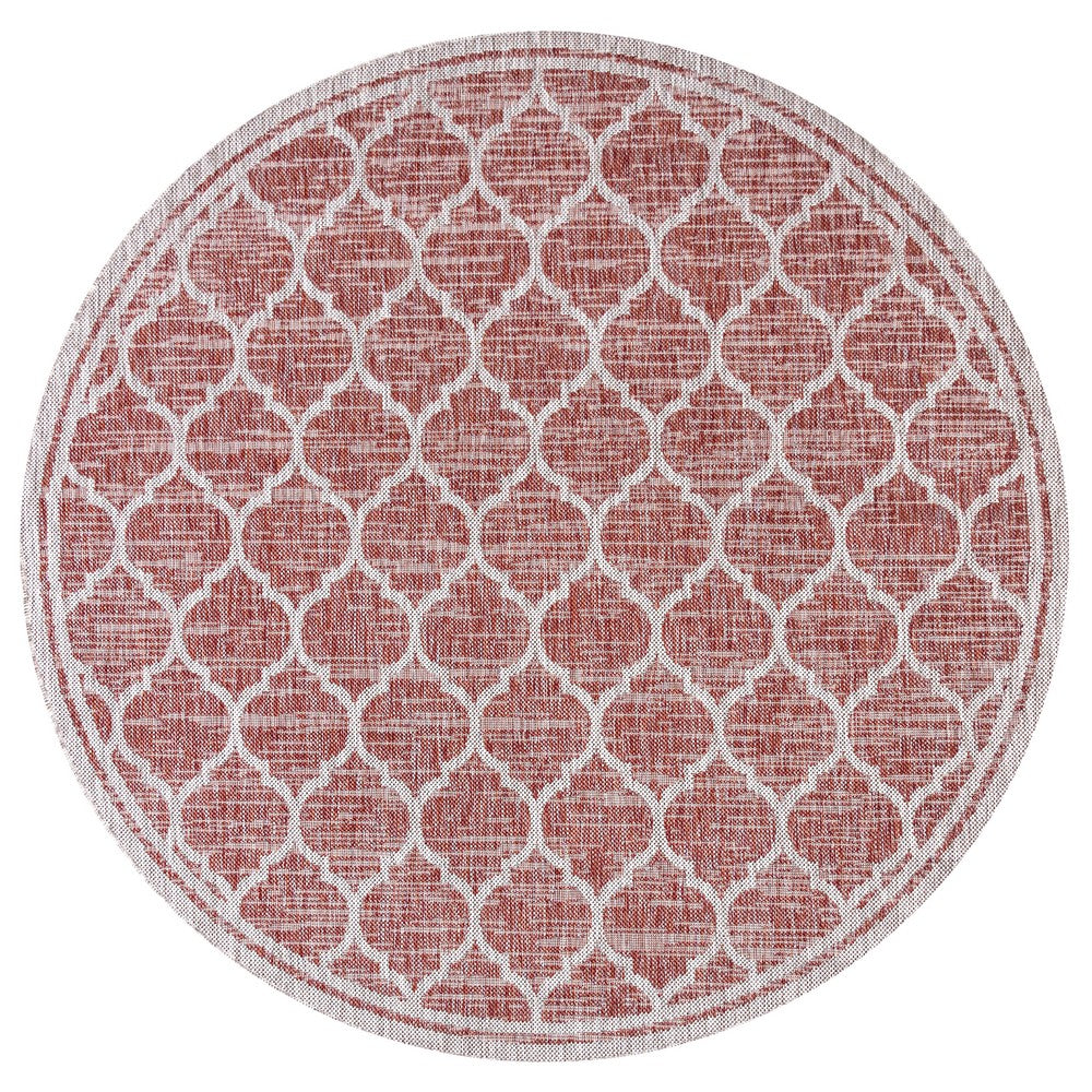 Matthews Moroccan Trellis Textured Weave Indoor/outdoor Round Rug