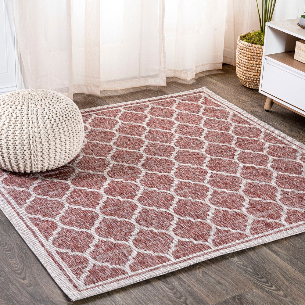 Matthews Moroccan Trellis Textured Weave Indoor/outdoor Square Rug