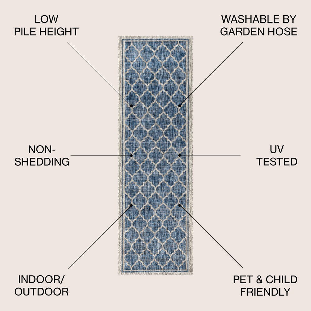 Matthews Moroccan Trellis Textured Weave Indoor/outdoor Runner Rug