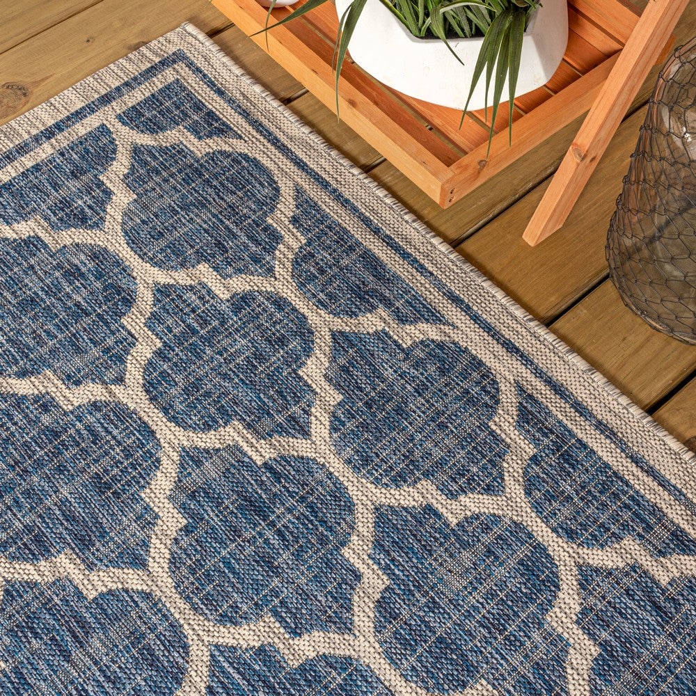 Matthews Moroccan Trellis Textured Weave Indoor/outdoor Round Rug