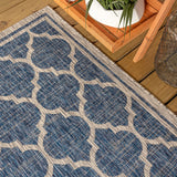 Matthews Moroccan Trellis Textured Weave Indoor/outdoor Round Rug