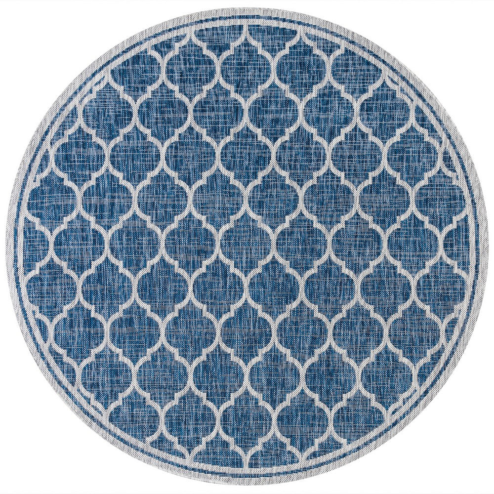 Matthews Moroccan Trellis Textured Weave Indoor/outdoor Round Rug