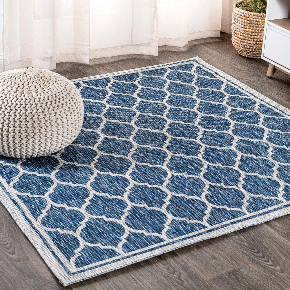Matthews Moroccan Trellis Textured Weave Indoor/outdoor Square Rug