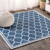 Matthews Moroccan Trellis Textured Weave Indoor/outdoor Square Rug