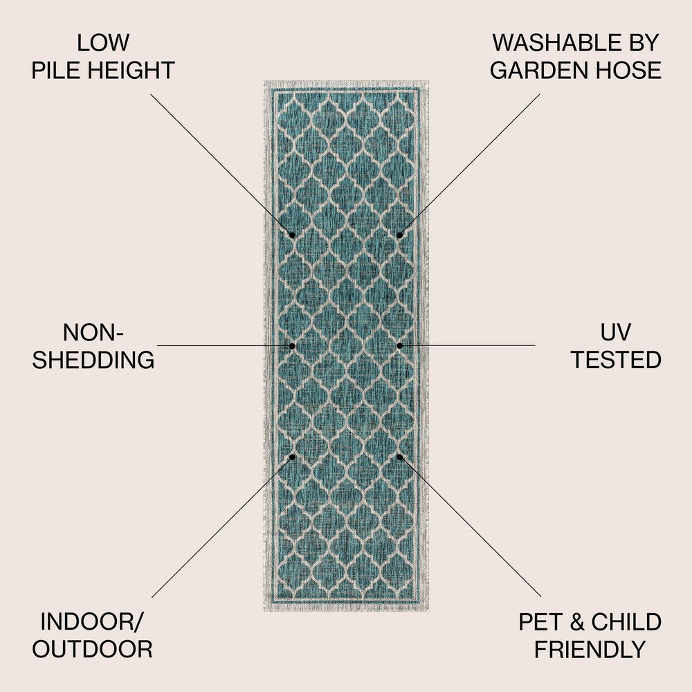Matthews Moroccan Trellis Textured Weave Indoor/outdoor Runner Rug