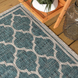 Matthews Moroccan Trellis Textured Weave Indoor/outdoor Square Rug