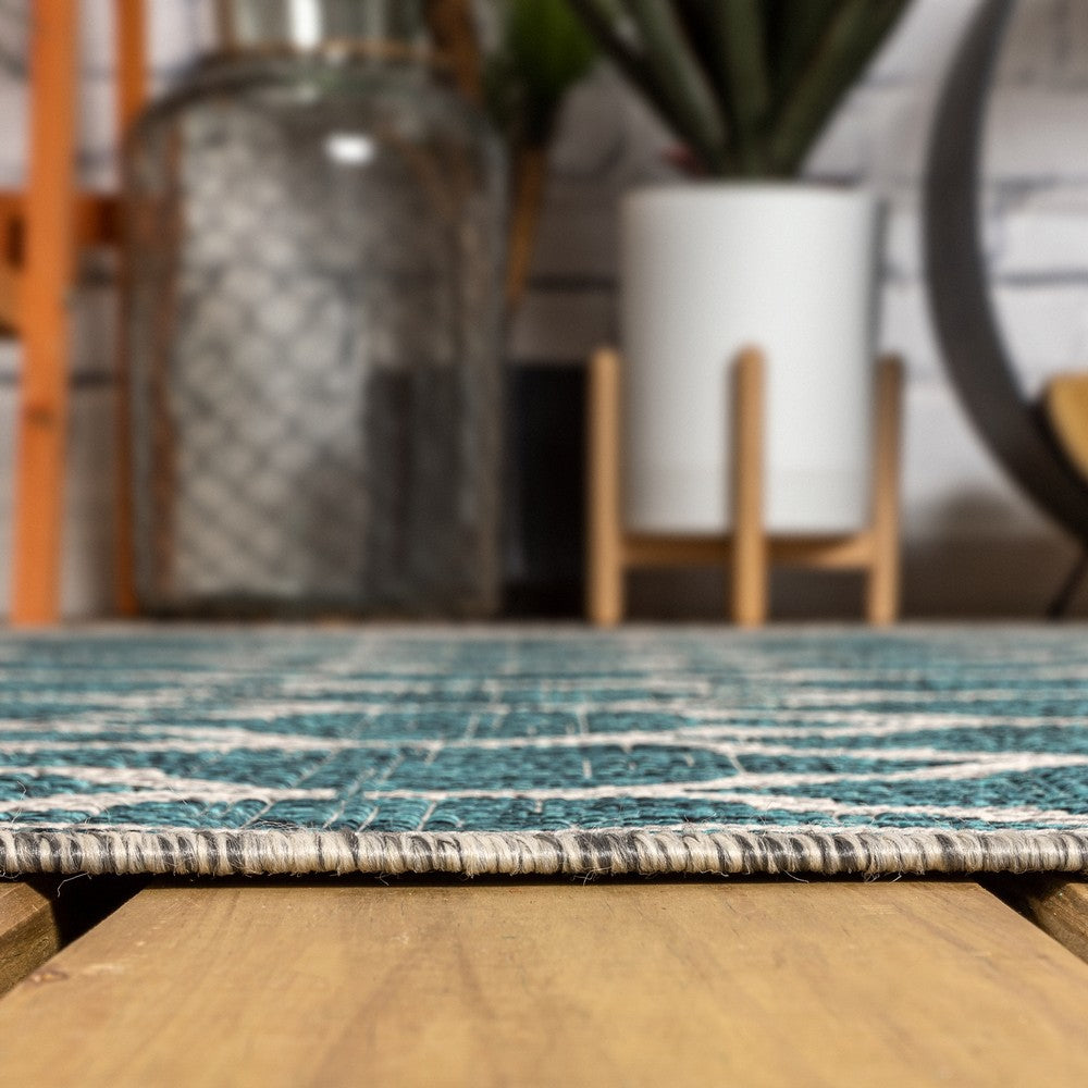 Matthews Moroccan Trellis Textured Weave Indoor/outdoor Round Rug