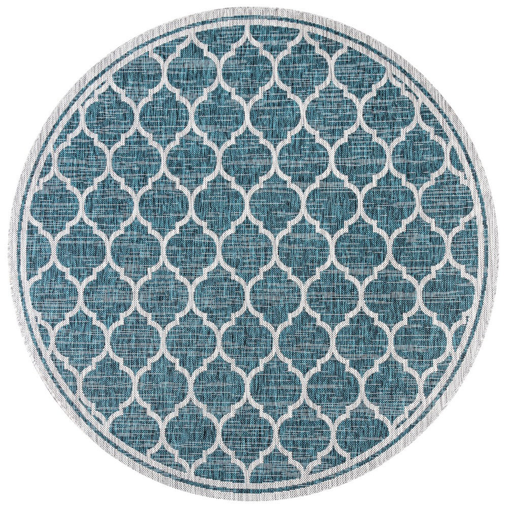 Matthews Moroccan Trellis Textured Weave Indoor/outdoor Round Rug
