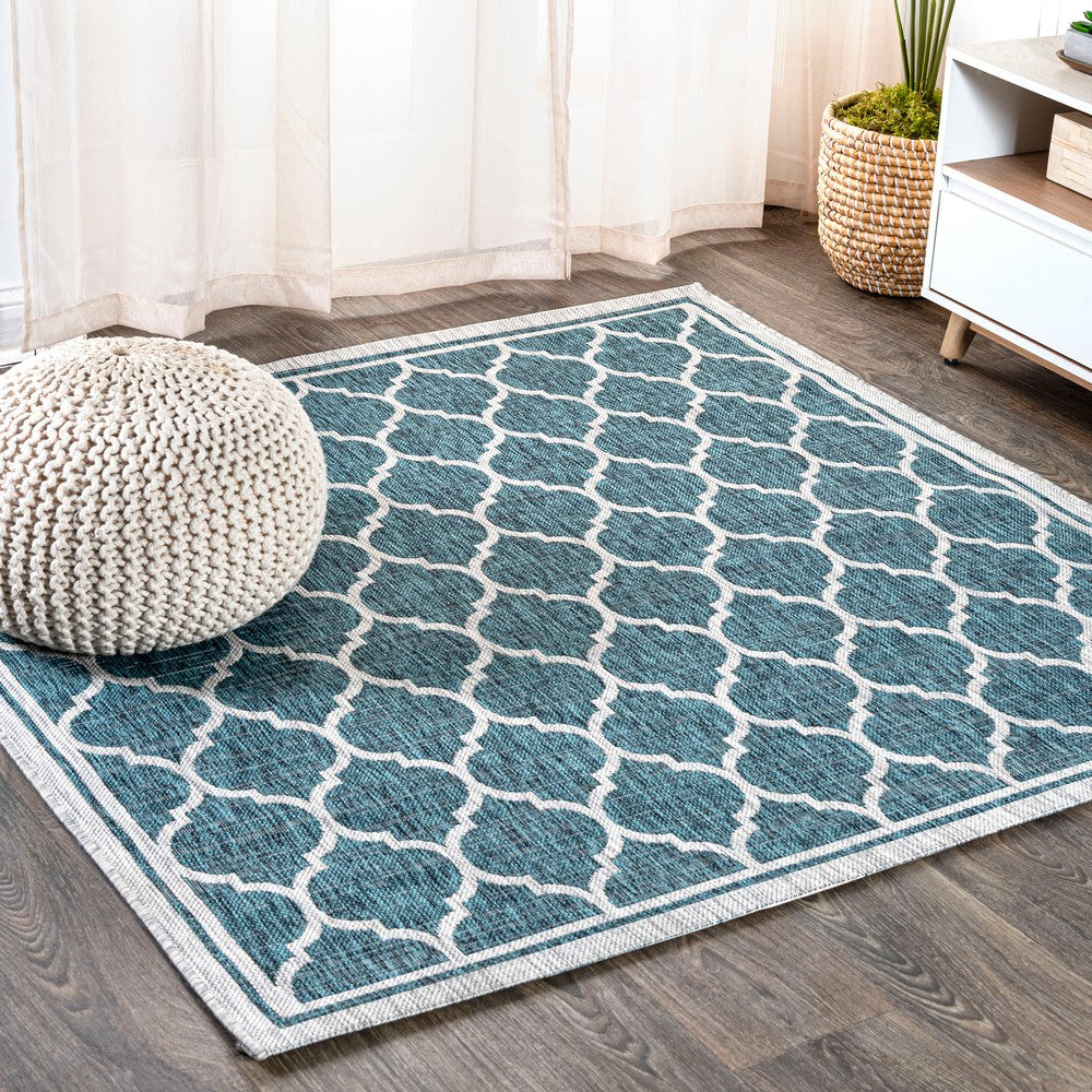 Matthews Moroccan Trellis Textured Weave Indoor/outdoor Square Rug