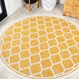Matthews Moroccan Trellis Textured Weave Indoor/outdoor Round Rug
