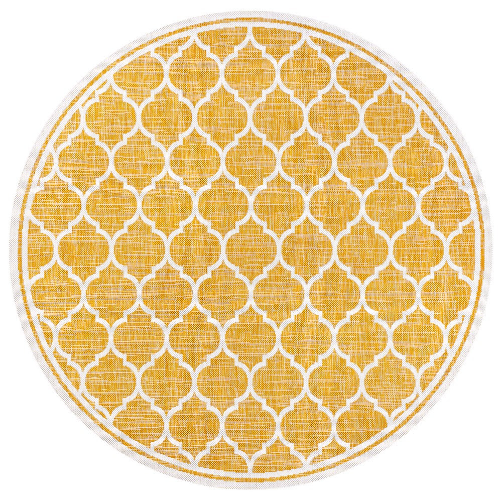 Matthews Moroccan Trellis Textured Weave Indoor/outdoor Round Rug