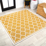 Matthews Moroccan Trellis Textured Weave Indoor/outdoor Square Rug