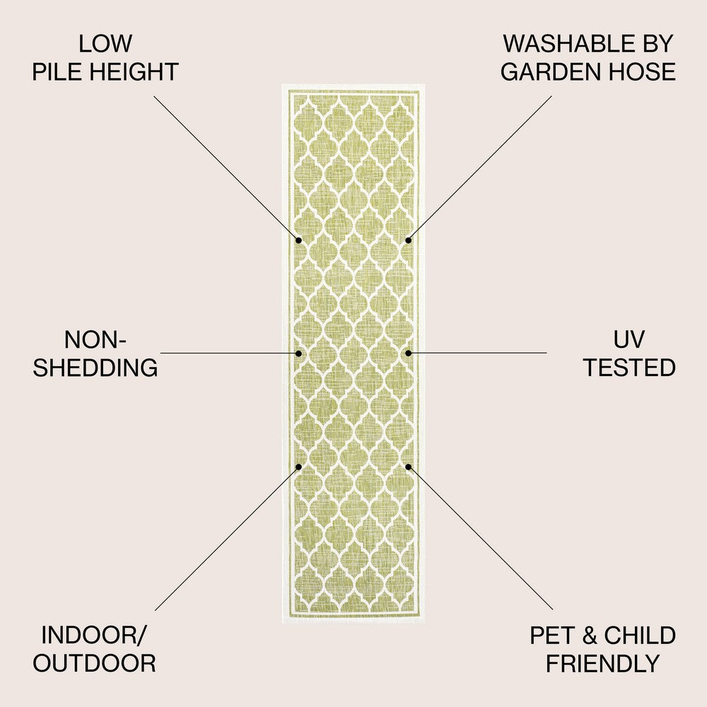 Matthews Moroccan Trellis Textured Weave Indoor/outdoor Runner Rug