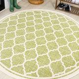 Matthews Moroccan Trellis Textured Weave Indoor/outdoor Round Rug