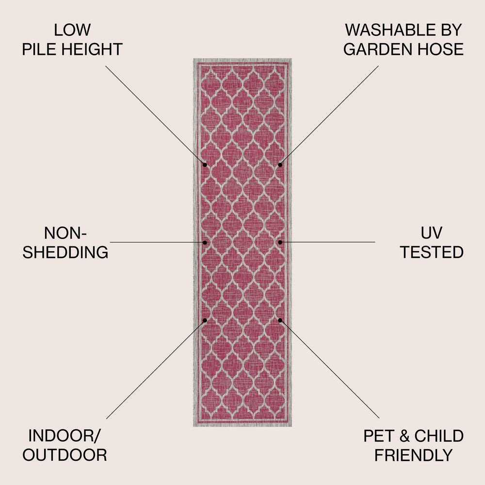 Matthews Moroccan Trellis Textured Weave Indoor/outdoor Runner Rug