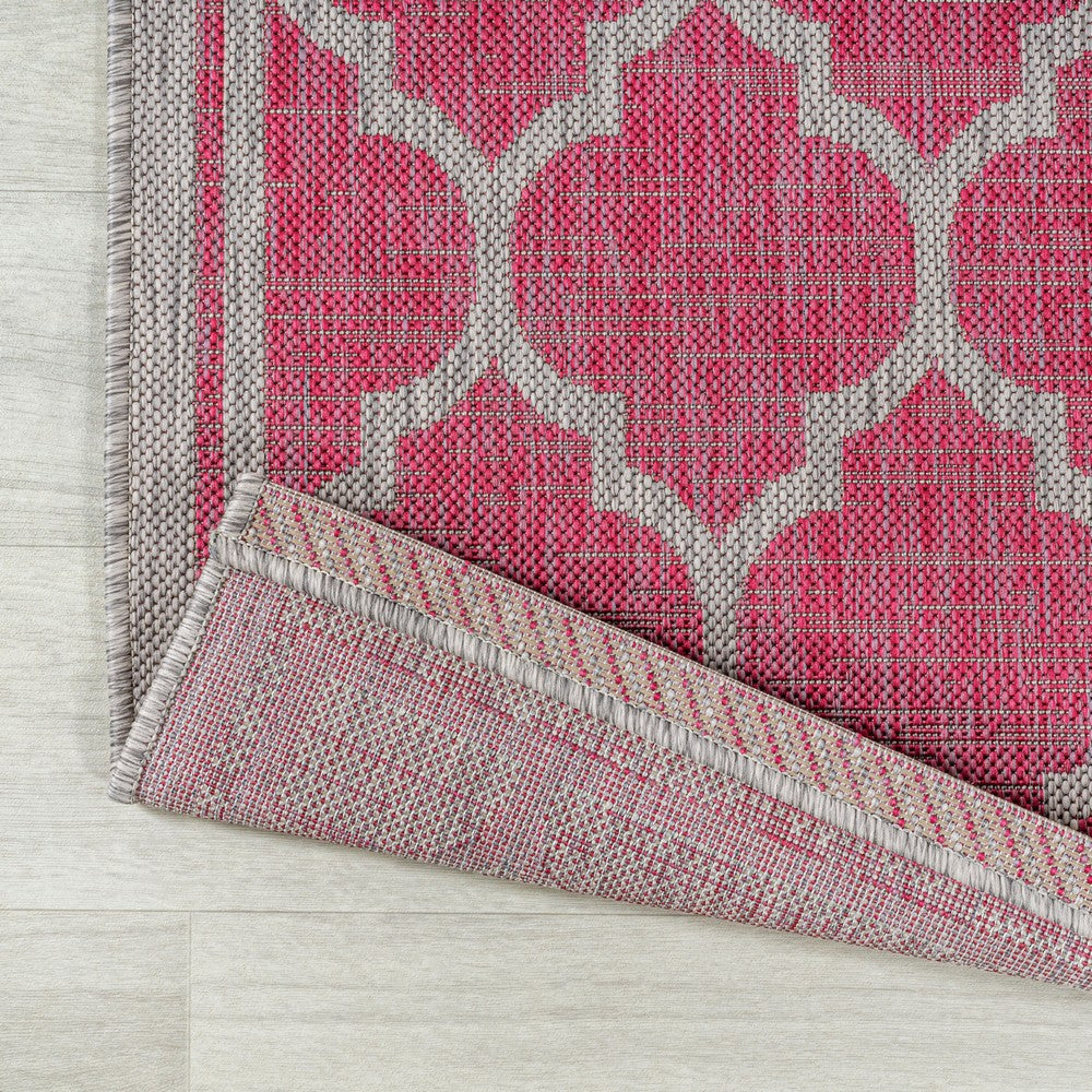 Matthews Moroccan Trellis Textured Weave Indoor/outdoor Round Rug