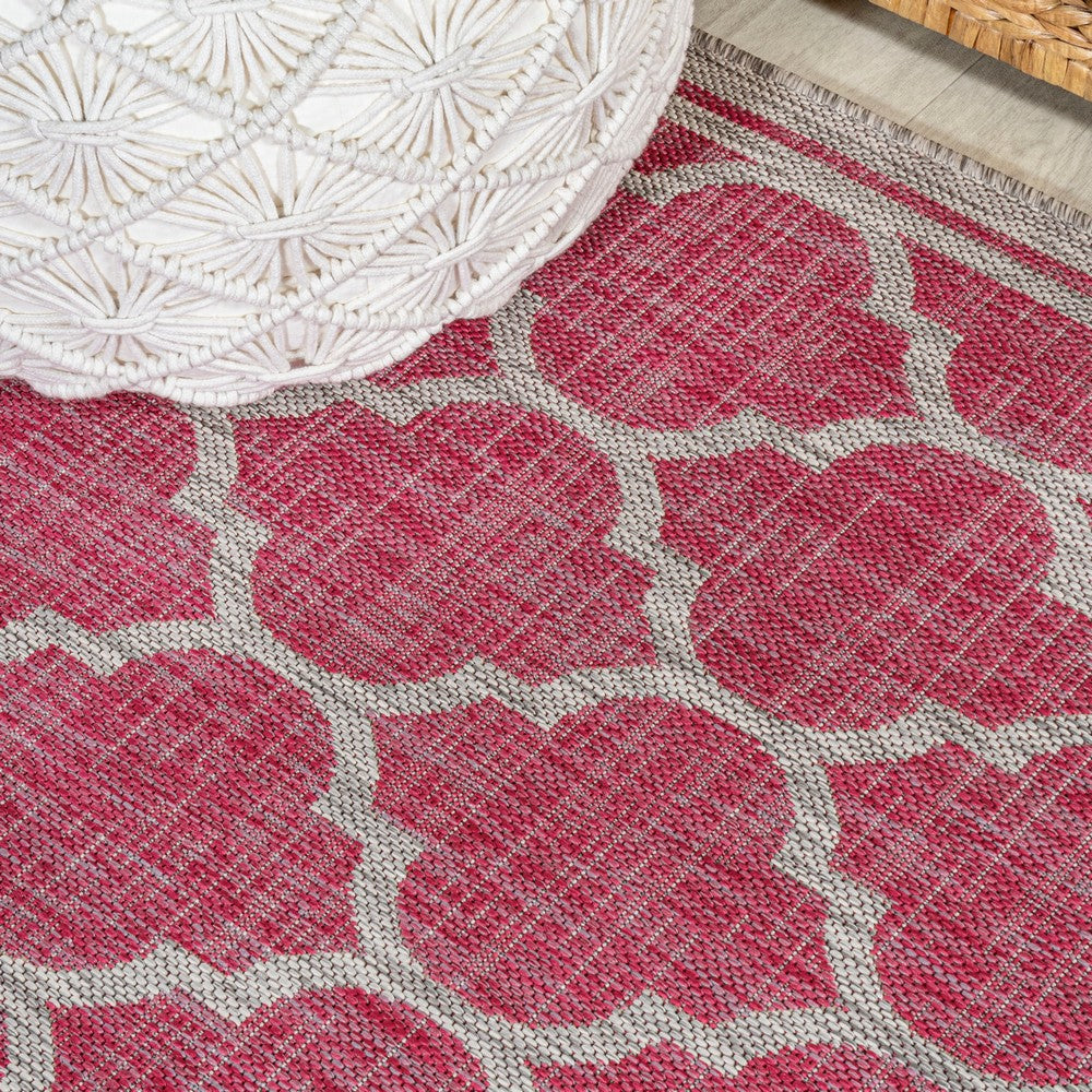 Matthews Moroccan Trellis Textured Weave Indoor/outdoor Round Rug