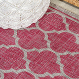 Matthews Moroccan Trellis Textured Weave Indoor/outdoor Round Rug