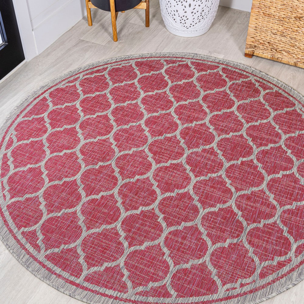 Matthews Moroccan Trellis Textured Weave Indoor/outdoor Round Rug