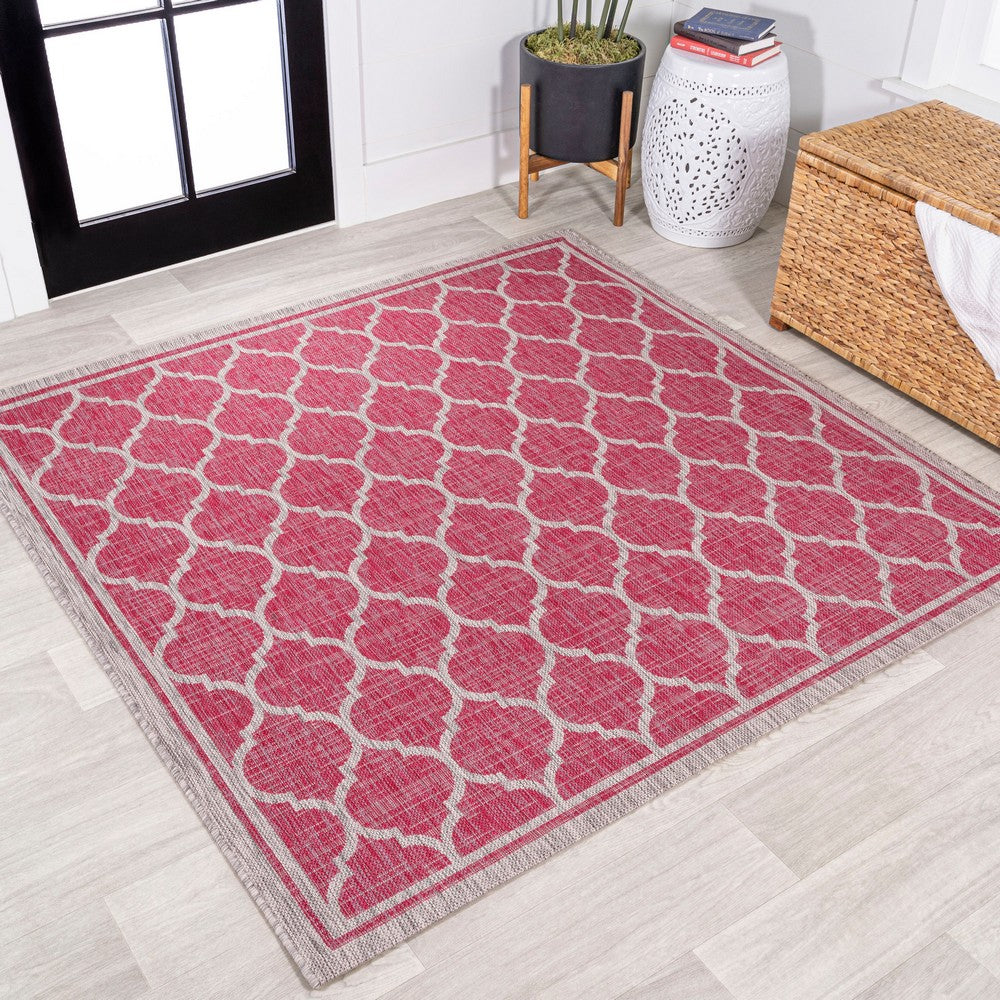 Matthews Moroccan Trellis Textured Weave Indoor/outdoor Square Rug